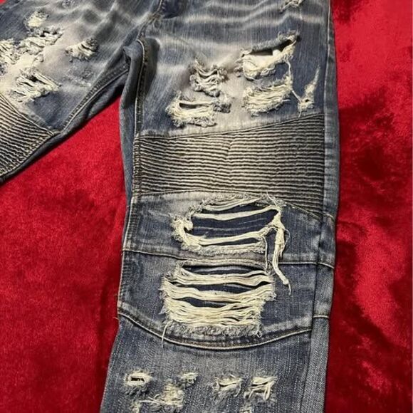 Heritage America Men’s Destruction Denim Jeans - Picture 3 of 8